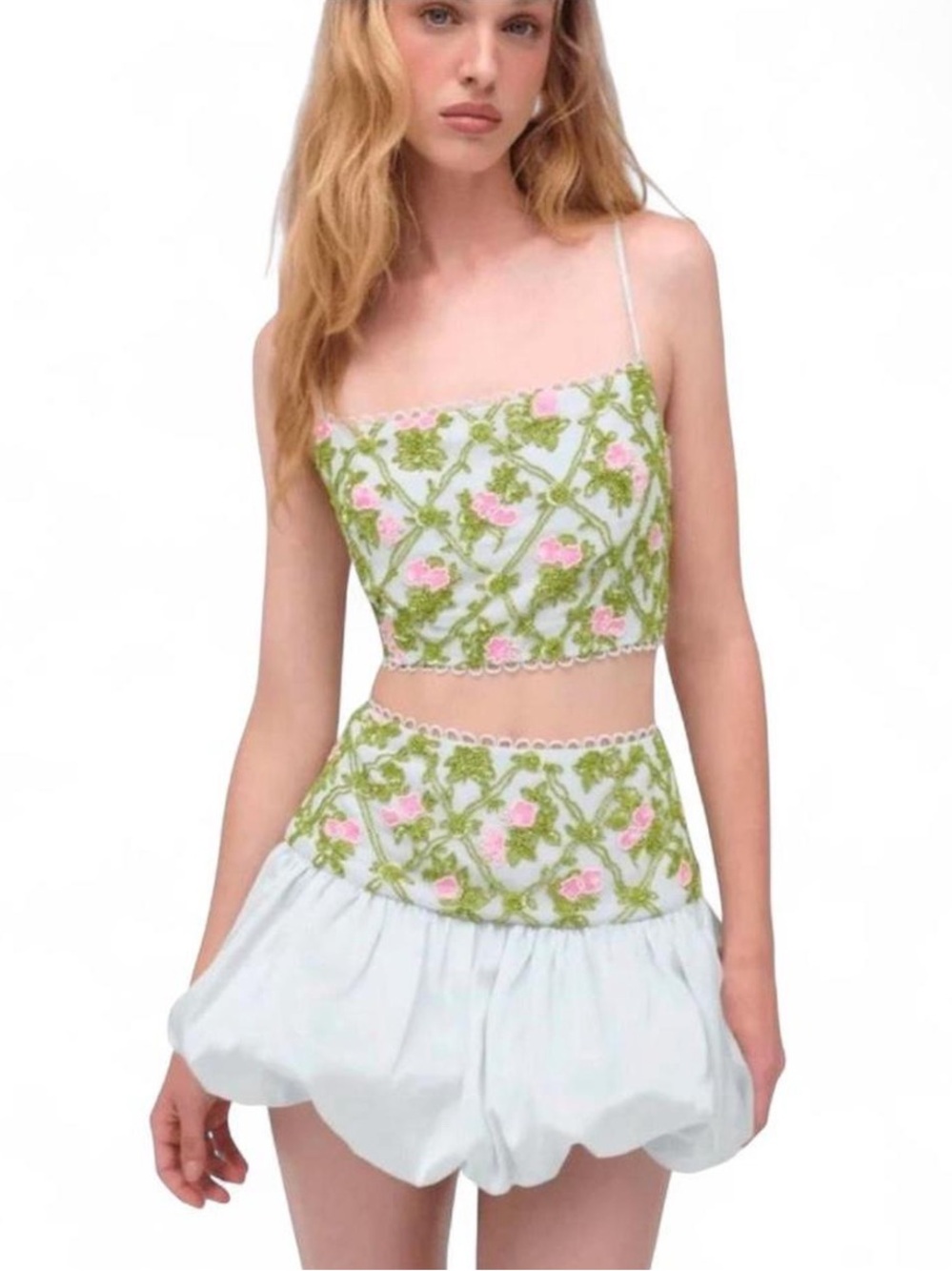 For Love & Lemons RARE Bridget Beaded Crop Top and Mini Skirt NWOT